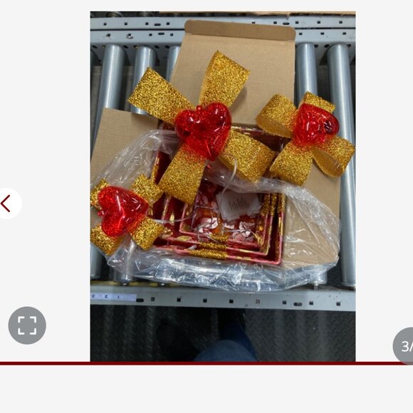 Timer & 8 Modes ] 3 Pack Red Valentines Gift Boxes Decor Lighted With 3D Hearts - Picture 3 of 8